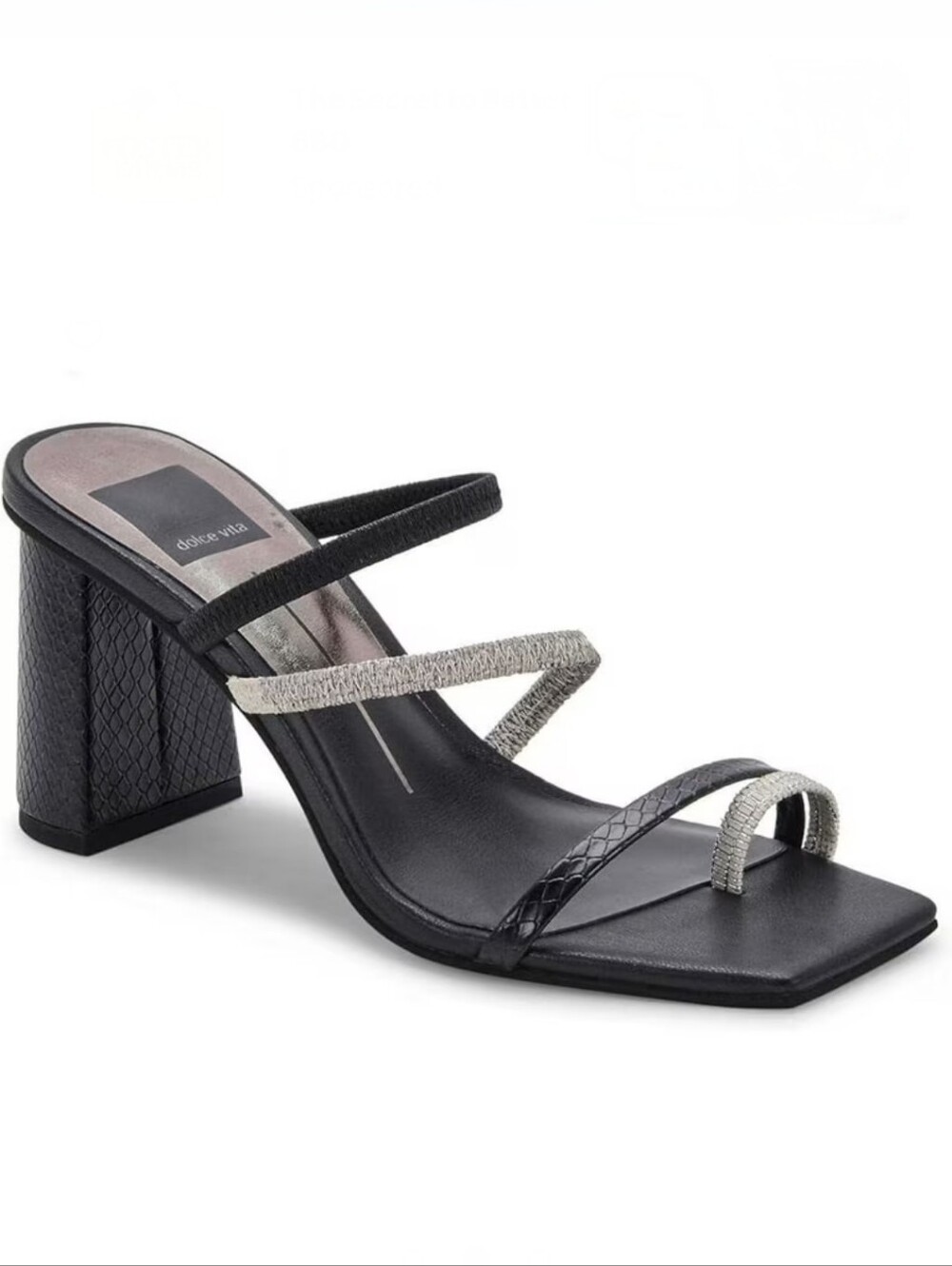 NIB Dolce Vita Onyx Stella Prisma Block Heel Toe Loop Square Toe Sandals, Sz 8
